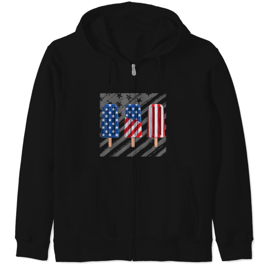 Discover 4th Of July Popsicles Red White Blue American Flag Kids Zip Hoodies