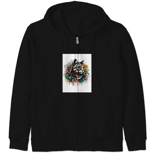 Discover Graffiti Style Cat Art Zip Hoodies