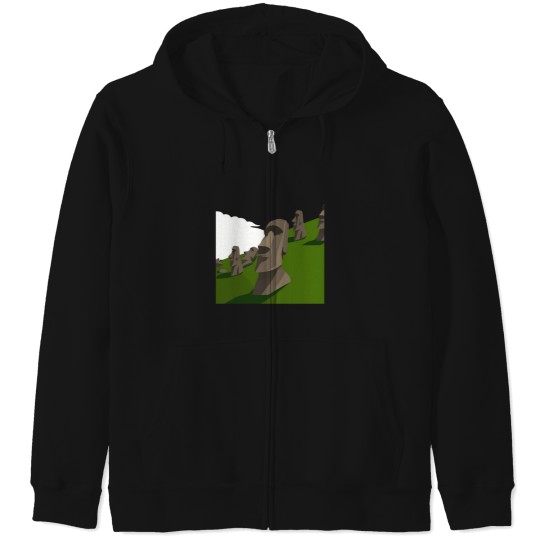 Discover eater iland moai tatue landmark deign vector Zip Hoodies