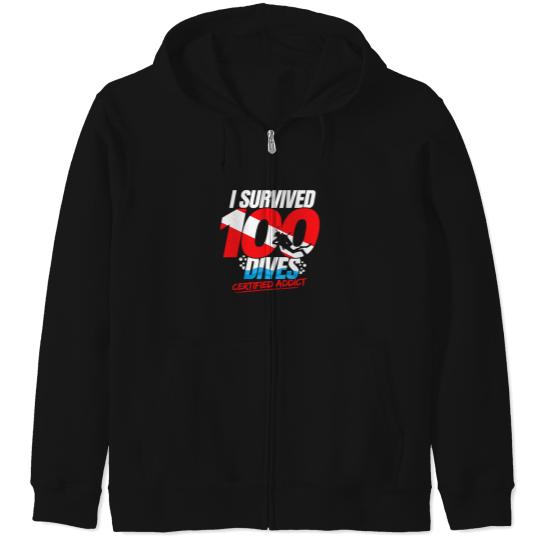 Discover 100Th Dive Gift 2Diver Down Flag 2Funny Scuba Diving T-Shirt Zip Hoodies