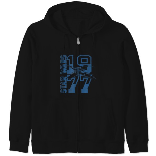 Discover 1977 Collegiate Logo & X-Wing Fighter T-Shirt Zip Hoodies