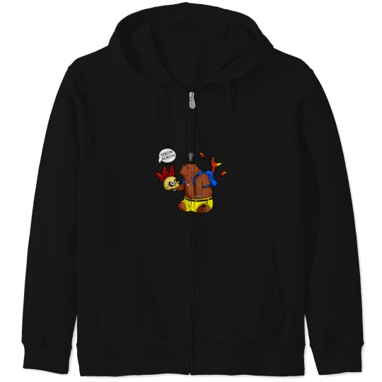 Discover A Confused Bear and his Bird Zip Hoodies