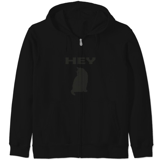 Discover Cat Sayes Hey(1) Zip Hoodies