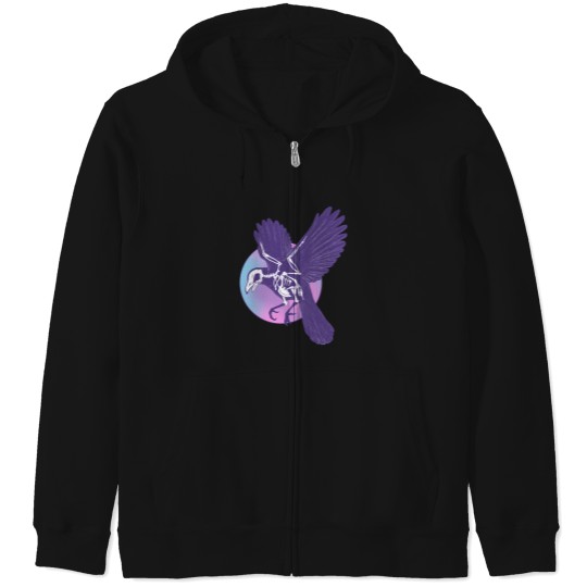 Discover Crow Skeleton And Moon T-Shirt Zip Hoodies
