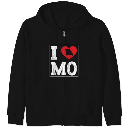 Discover I Heart Love MO Missouri City Map Classic Vintage I Love MO Zip Hoodies