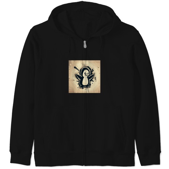 Discover funny christmas penguin vintage graffiti street art sticker Zip Hoodies