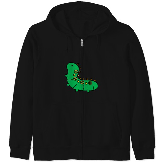 Discover Cute Happy Caterpillar Zip Hoodies