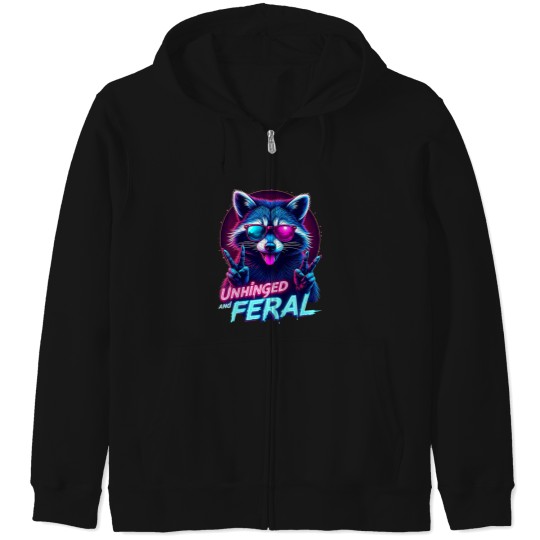 Discover Cyberpunk Raccoon Unhinged And Feral Vaporwave Aesthetic Zip Hoodies