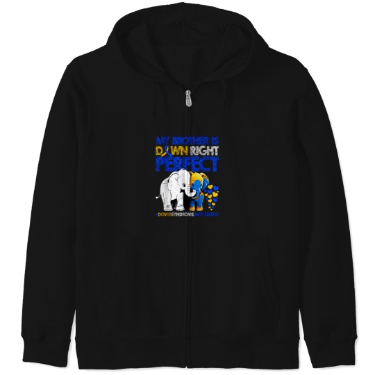 Discover My Brother Is Down Right Perfect Funny Elephant Zip Hoodies