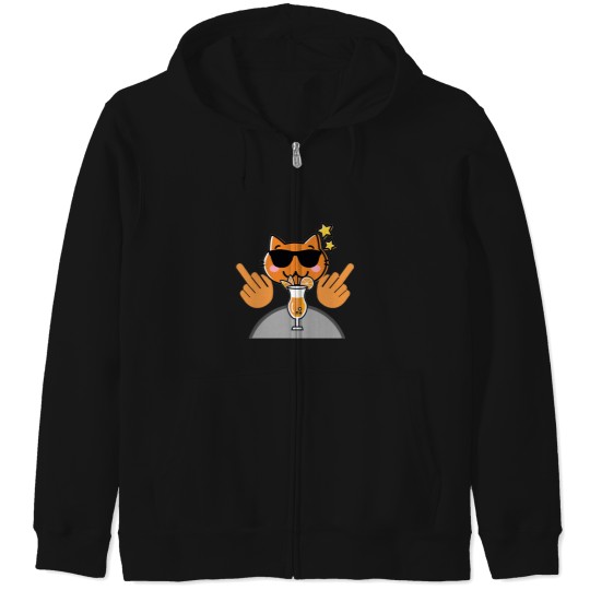 Discover Cool Cat Fk You Zip Hoodies