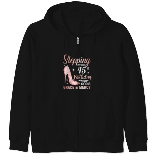 Discover Stepping-Into-My-45Th-Birthday-Shirt-Women-45-Year-Old-Bday-T-Shirt Zip Hoodies