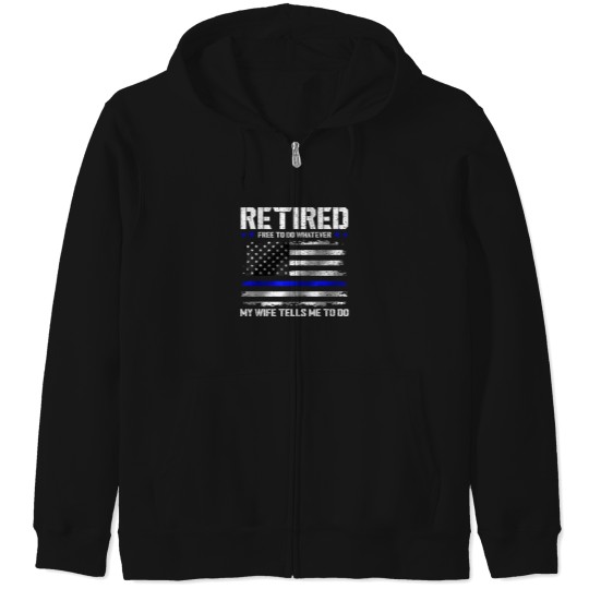 Discover Retired-Police-Officer-Shirt-Funny-Retired-Thin-Blue-Line-T-Shirt Zip Hoodies