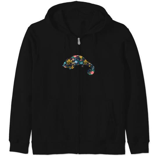 Discover Floral Chameleons Silhouette Girls Chameleons Lizard Zip Hoodies