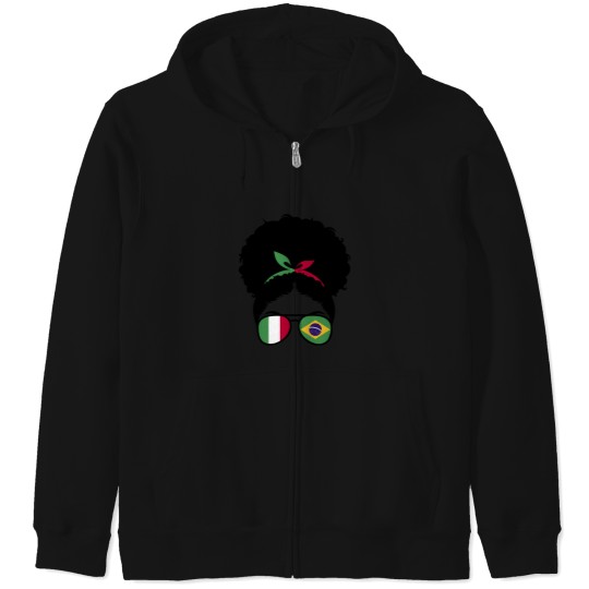 Discover Italy And Brazil Mix Afro Hair Half Italian Half Brazilian Zip Hoodies