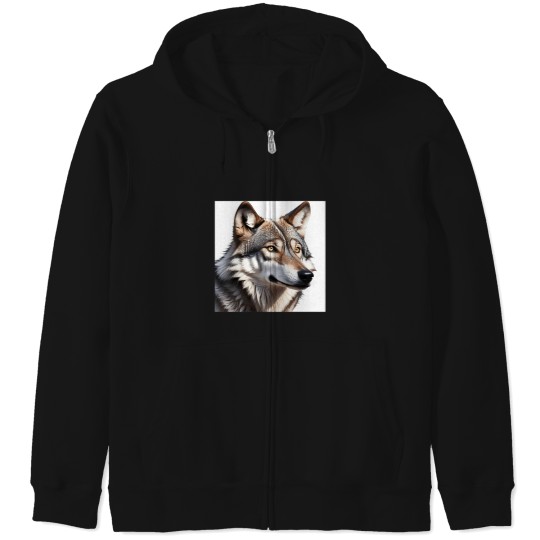 Discover Wolf Portrait Zip Hoodies