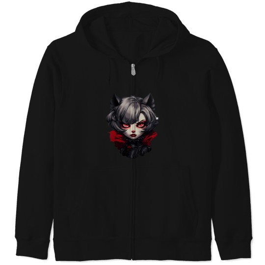 Discover QuirkyKitty Freakette EccentricCharm Zip Hoodies