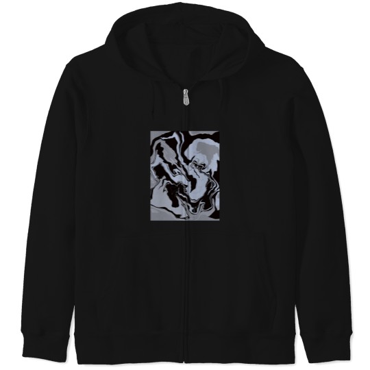 Discover Modern abstract pattern in swirl optics in black, blue and grey Zip Hoodies