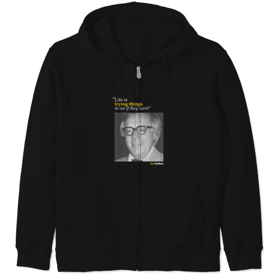 Discover Ray-Bradbury'S-Portrait-With-A-Creativity-Quote-(Inverse)---Copy T-Shirt Zip Hoodies