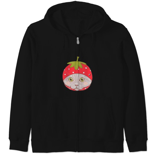Discover Strawberry Cat Zip Hoodies