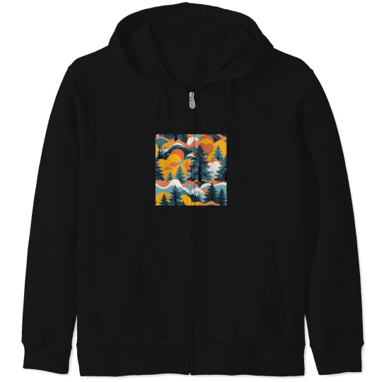 Discover Cedar Hills Seamless Pattern Zip Hoodies