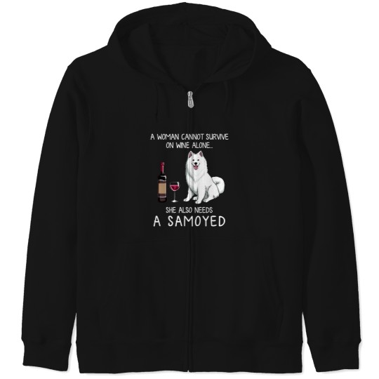 Discover Samoyed and wine Funny dog Zip Hoodies