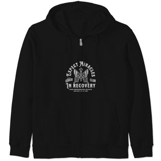 Discover In Recovery Tattoo Style Butterfly Sobriety Design Zip Hoodies
