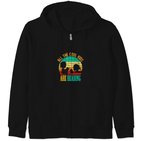 Discover All The Cool Kids Reading Book Lover Retro Funny Bookworm Zip Hoodies