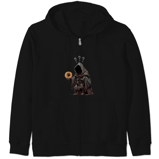 Discover Black Rider Holding a Donut Ring II - Fantasy Funny Zip Hoodies