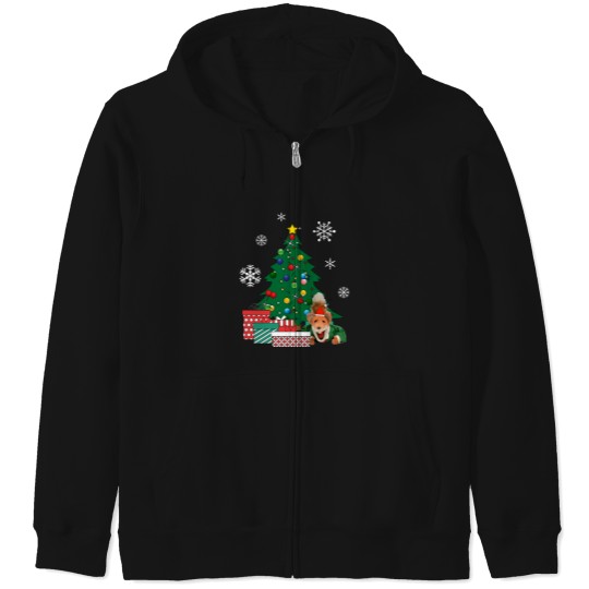 Discover Basil Brush Around The christmass Tree Zip Hoodies
