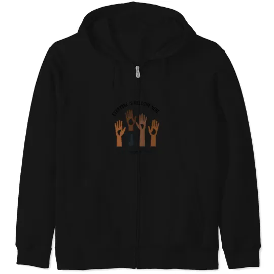 Discover Everyone Is Welcome Here No Exceptions - Unity & Diversity Zip Hoodies