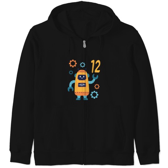 Discover 12Th Birthday Cute Robot 12 Year Old Funny B-Day Matching Zip Hoodies