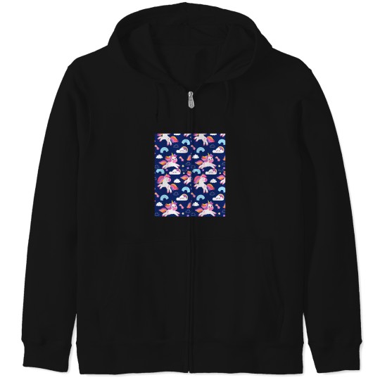 Discover Colorful Seamless With Unicorns Zip Hoodies