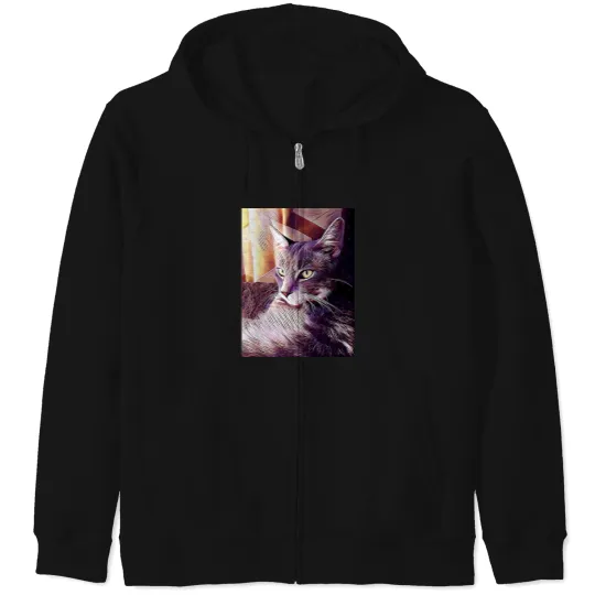 Discover Kitty in the window Twillight Life is harder death is peaceful Zip Hoodies