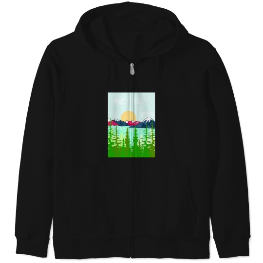 Discover Pink And Blue Mountain Spring Active T-Shirt 1568 Zip Hoodies