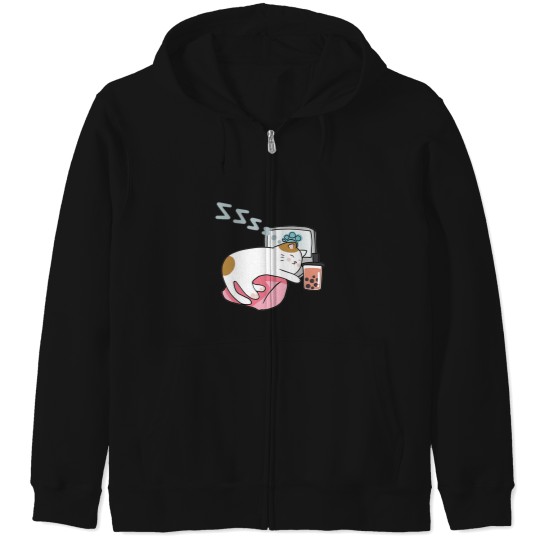 Discover Cat Boba Tea 3 Zip Hoodies