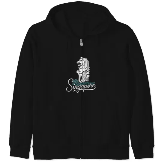 Discover Singapore-Iconic-Merlion-Lion-Asia-Travel-Souvenir-T-Shirt Zip Hoodies