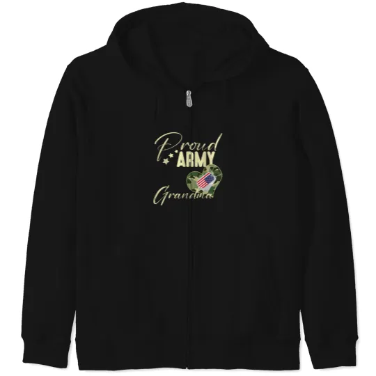 Discover Proud-Army-Grandma-Camouflage-Dog-Tag-Usa-American-Flag-T-Shirt Zip Hoodies