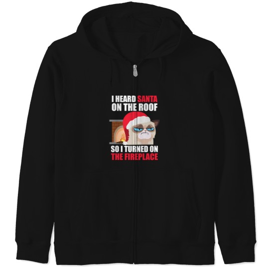 Discover Funny Christmas Cat Hates Santa Grumpy Annoyed Cats Zip Hoodies