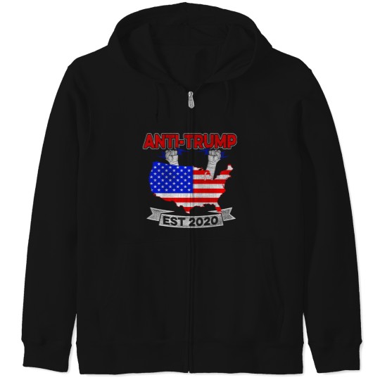 Discover Anti-trump 2020 Protest Flag Against Trump Usa Election Zip Hoodies