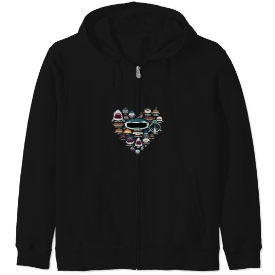 Discover Types Of Shark Identification Shark Faces Shark He Zip Hoodies