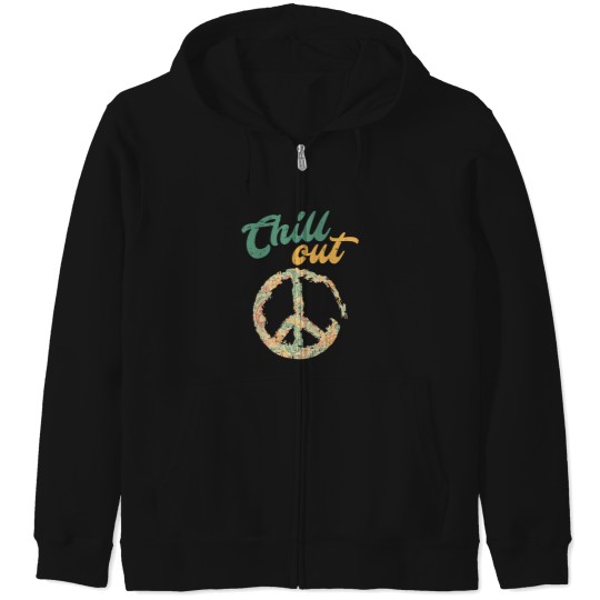 Discover Retro Vintage Chill Out Peace Sign Hippie Lover Zip Hoodies