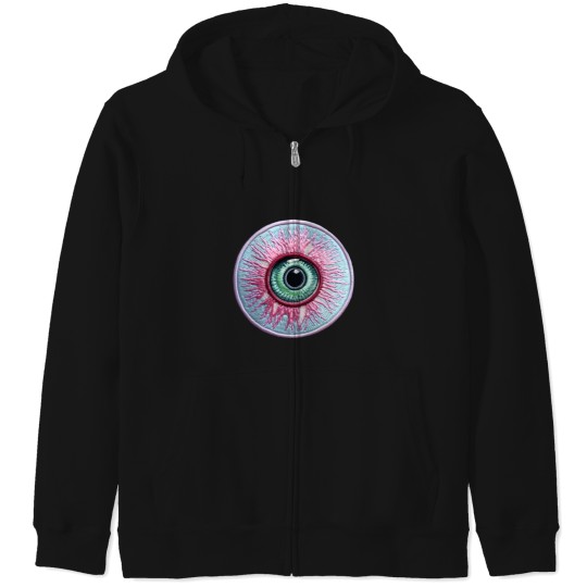 Discover Retro Eyeball Patch Zip Hoodies