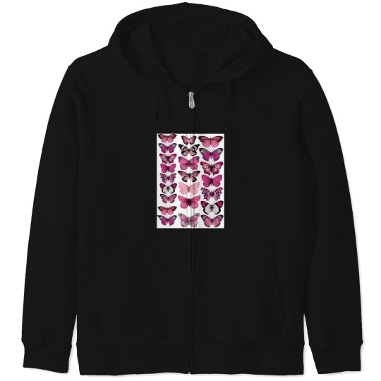 Discover Pink Butterfly Zip Hoodies