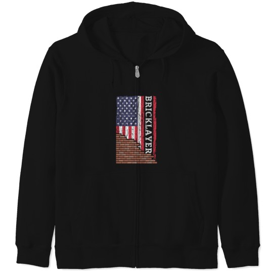 Discover Brick Mason Bricklayer Masonry Construction Us American Flag Zip Hoodies