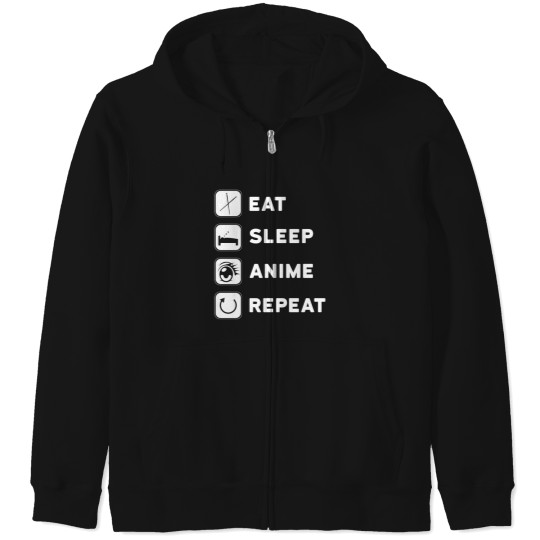Discover Anime Design - Eat Sleep Anime Repeat Zip Hoodies