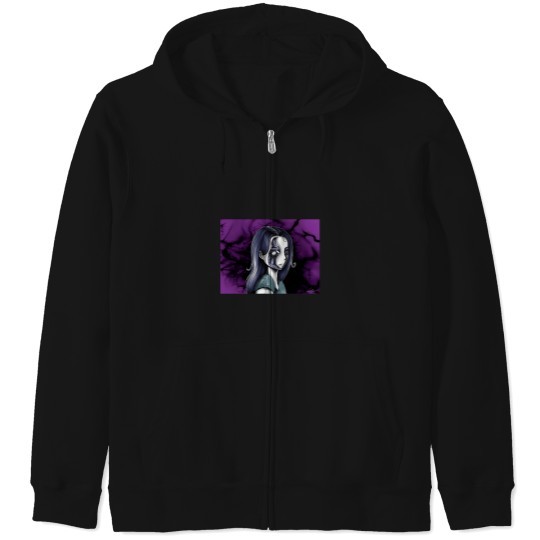 Discover 7509-Dark-And-Mystical-Illustration-Of-An-Anime-Style-Woman-Long-T-Sh Zip Hoodies