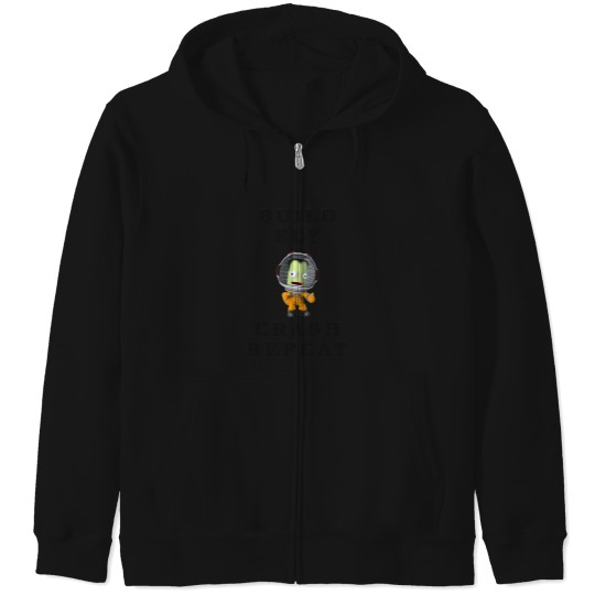 Discover Build-Fly-Crash-Repeat--Kerbal-Space-Program--Kerbals--Kids-Cartoon T-Shirt Zip Hoodies