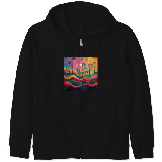 Discover Retro Wanderlust Zip Hoodies