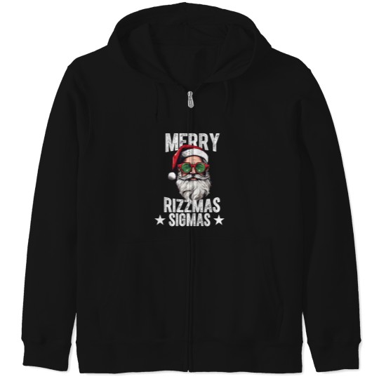 Discover Merry-Rizzmas-Sigmas-Funny-Santa-X-Mas-Christmas-Santa-Claus-Shirt Zip Hoodies