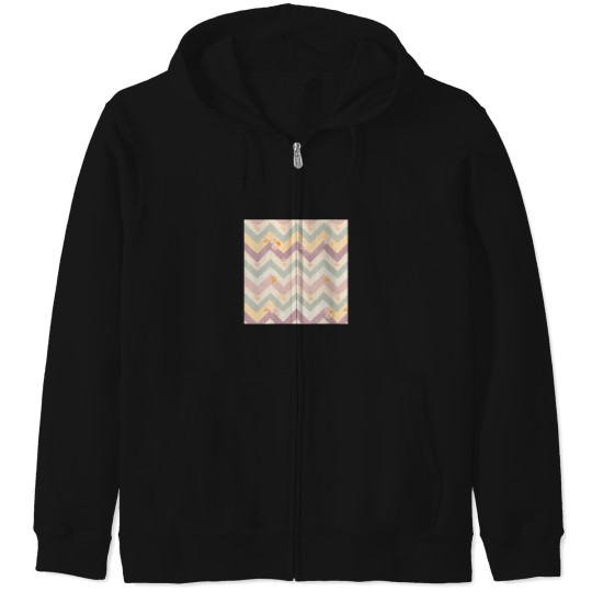 Discover Womens Delicate Floral Pattern with Zigzag Geome Zip Hoodies